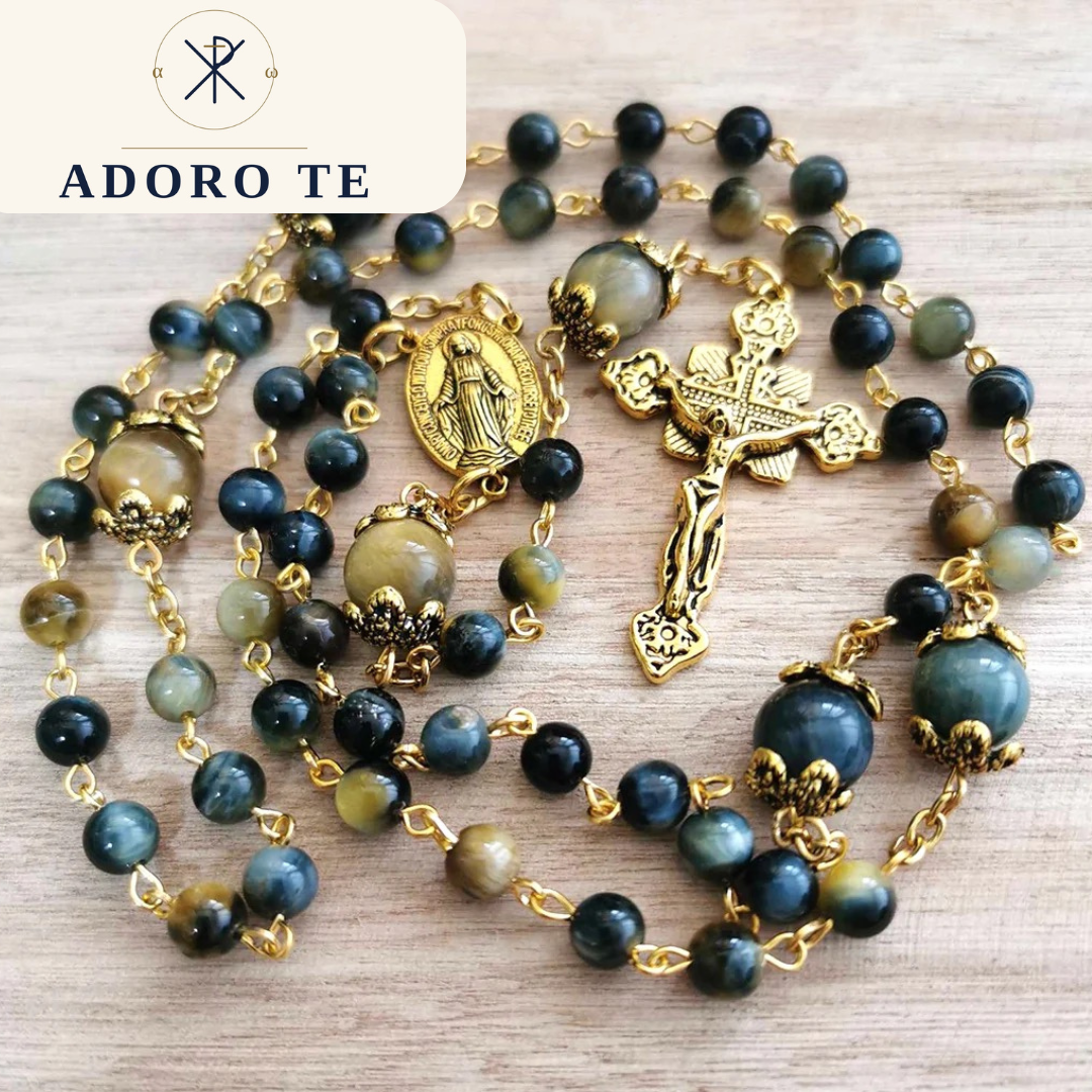 Blue Yellow Tiger's Eye Rosary