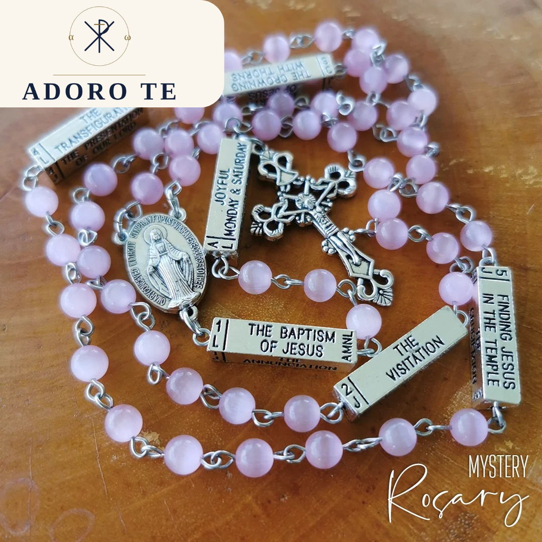 Cat's Eye Pink Mystery Rosary