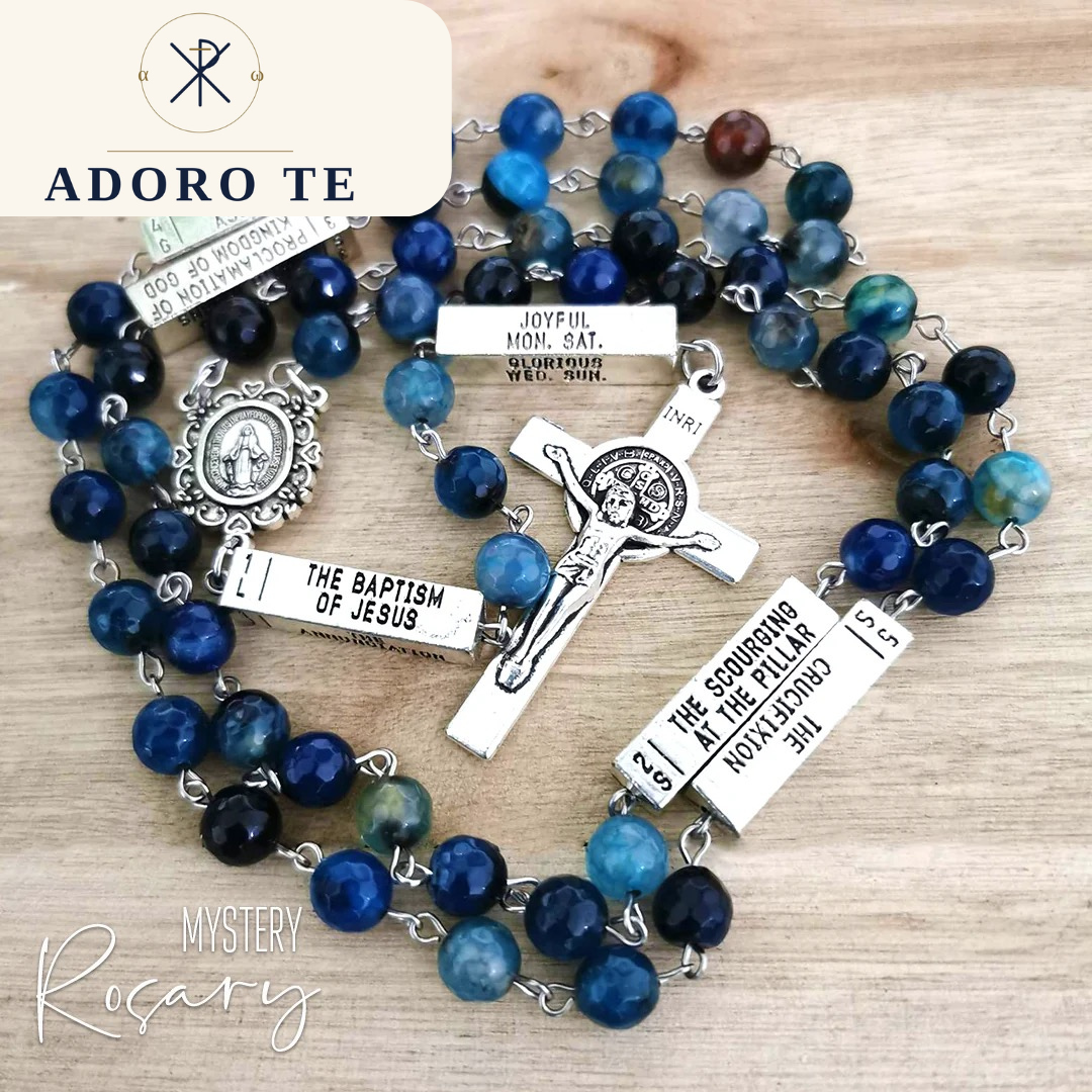 Cornflower Blue Agate Mystery Rosary