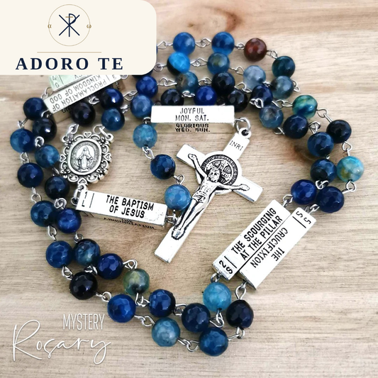 Cornflower Blue Agate Mystery Rosary