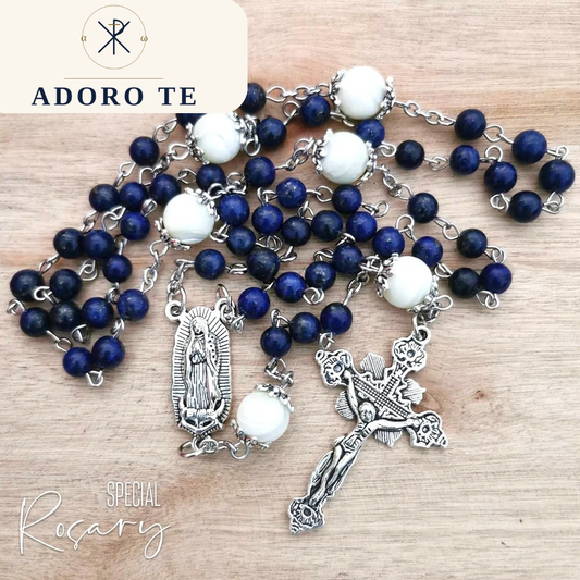 Lapis Lazuli with Sea Shells Rosary