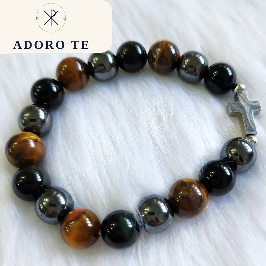 Obsidian, Tiger's Eye, Hematite Stone Stretch Bracelet