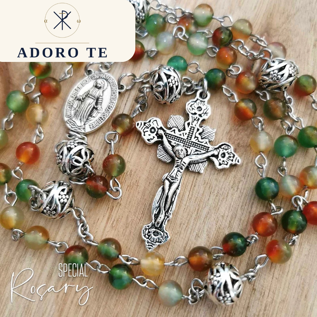 Peacock Green Agate Rosary