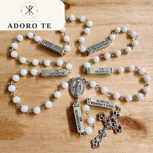 White Ceramic Mystery Rosary