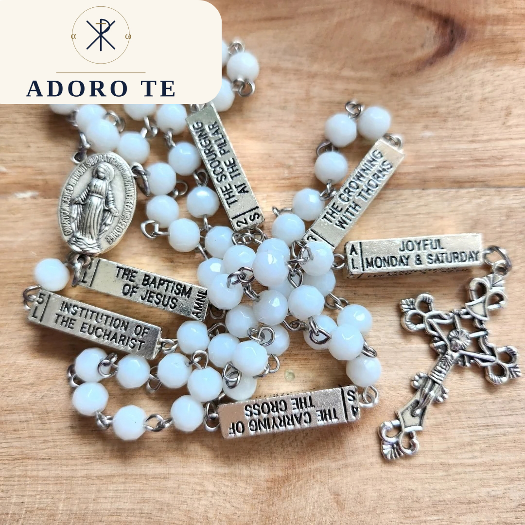 White Ceramic Mystery Rosary